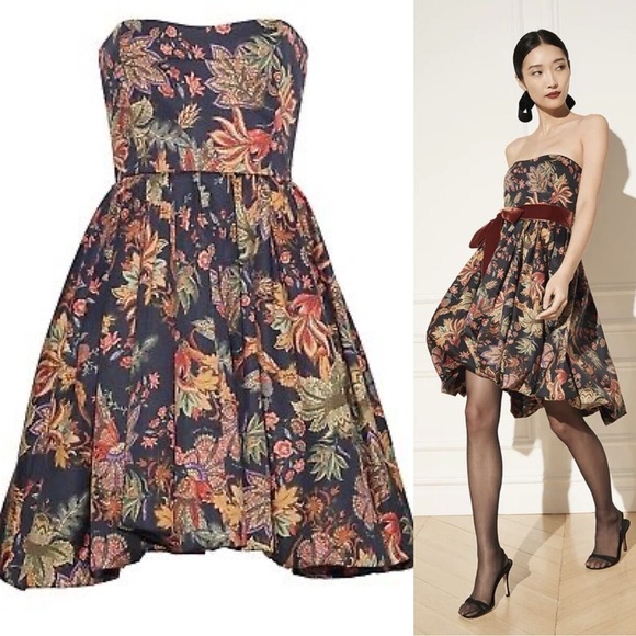 Cara Cara Strapless Bubble Veronica Mini Dress in Multi Jacobean Black - 4 - Picture 2 of 7